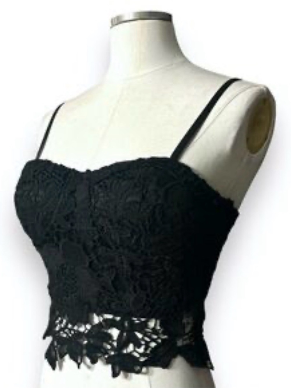 Lace Black Floral Crochet bustier Crop top Size‎ Medium